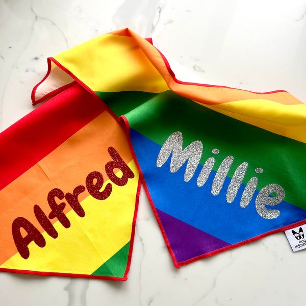 LGBTQ Pride Dog Bandana - Personalised Dog's Name
