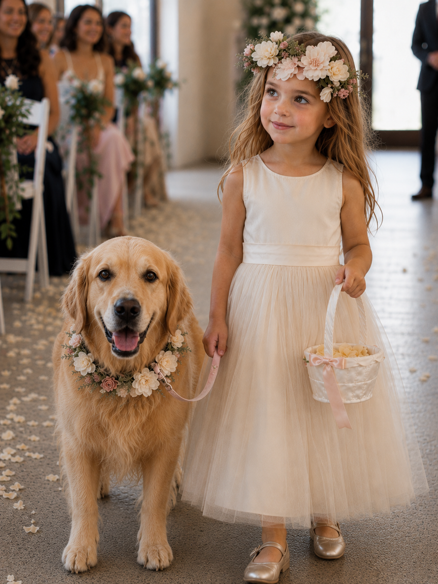 Wedding Dog Flower Collar, Photoshoot, 45-50cm, for Medium and Large Dogs
