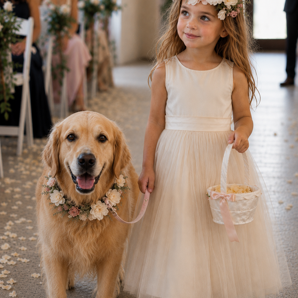 Wedding Dog Flower Collar, Photoshoot, 45-50cm, for Medium and Large Dogs