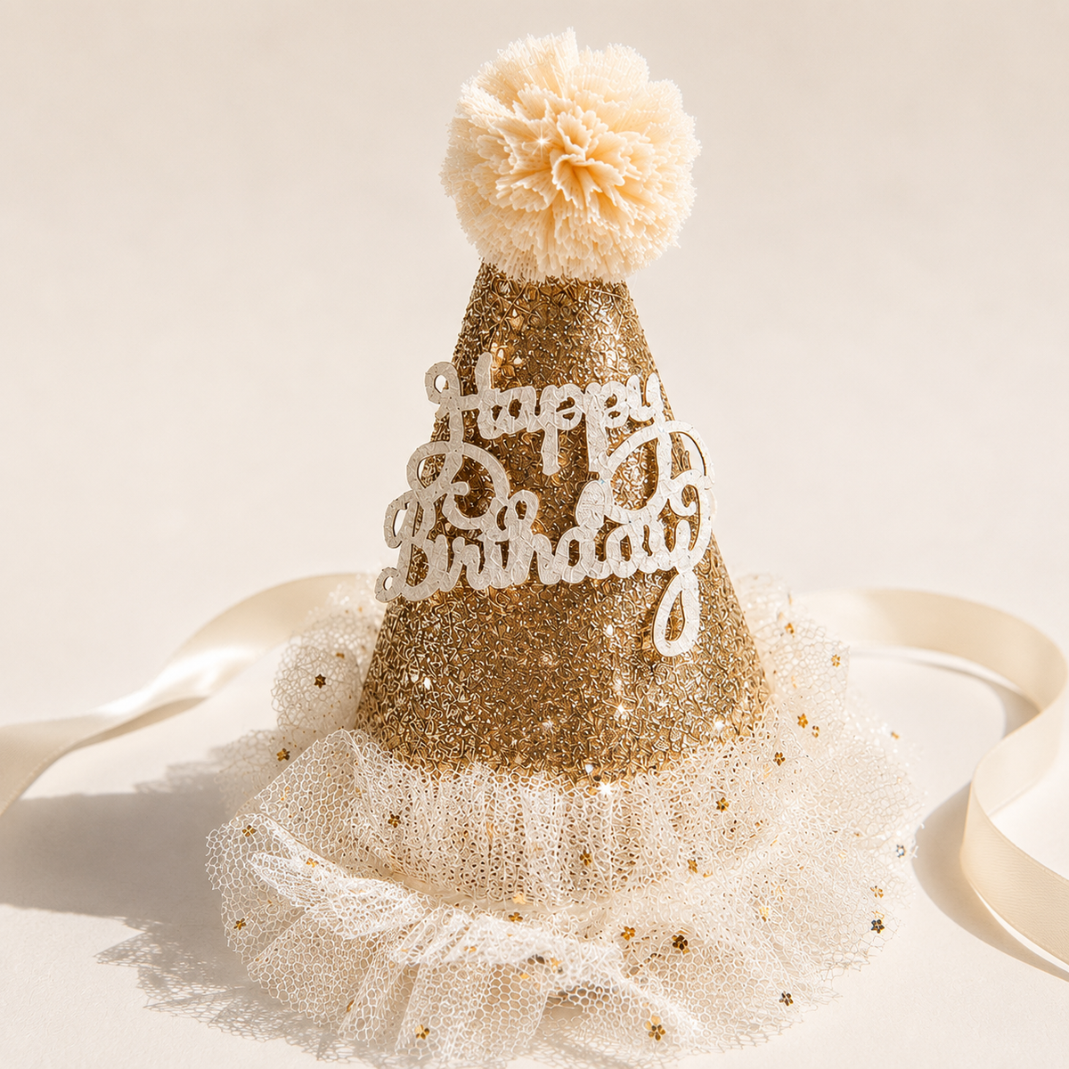 Gold Glitter Dog Birthday Hat