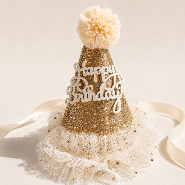 Gold Glitter Dog Birthday Hat