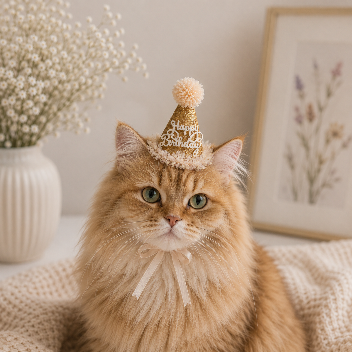 Gold Glitter Dog Birthday Hat