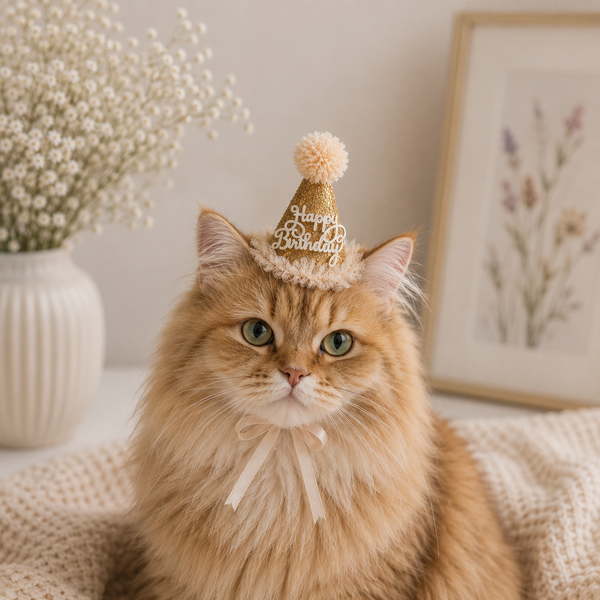 Gold Glitter Dog Birthday Hat
