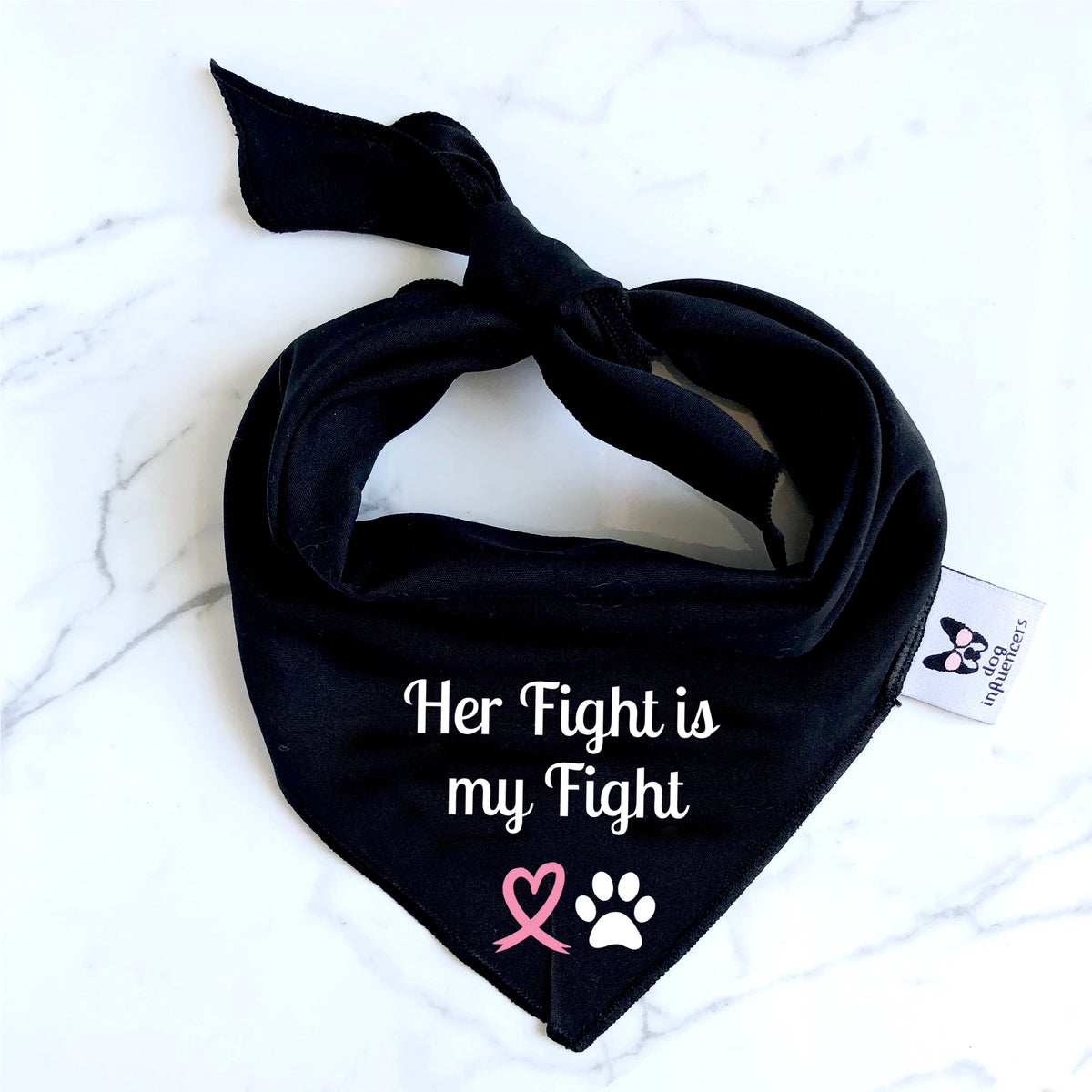 Cancer Dog Bandana - "Her Fight is My Fight" - Breast Cancer Support Dog Bandana