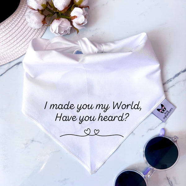 Taylor Swift Dog Bandana - "I made you my world have you heard?" - Inspired by the song "Bejeweled" - Gift for a fan Dog Mum