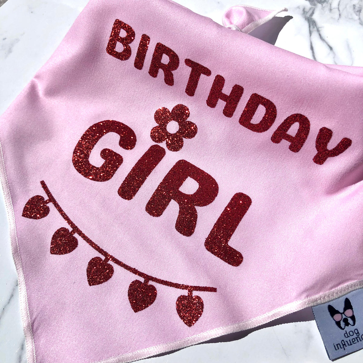 Birthday Girl Dog Bandana, Red Glitter Birthday Bandana for Dogs