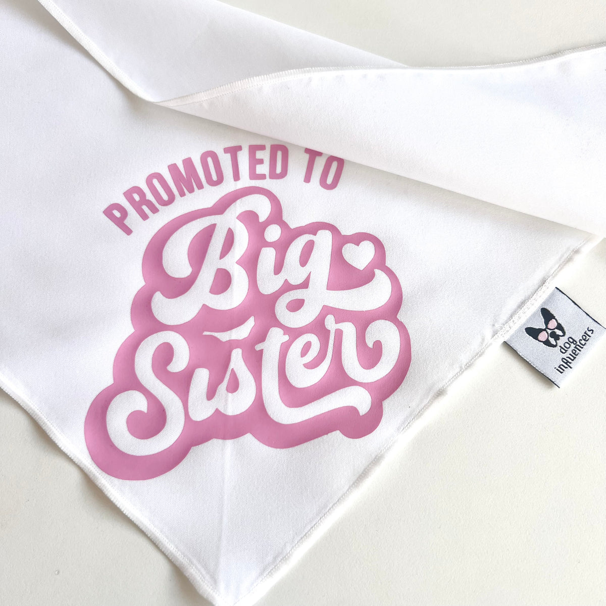 Promoted to Big Sister Dog Bandana – White & Pink