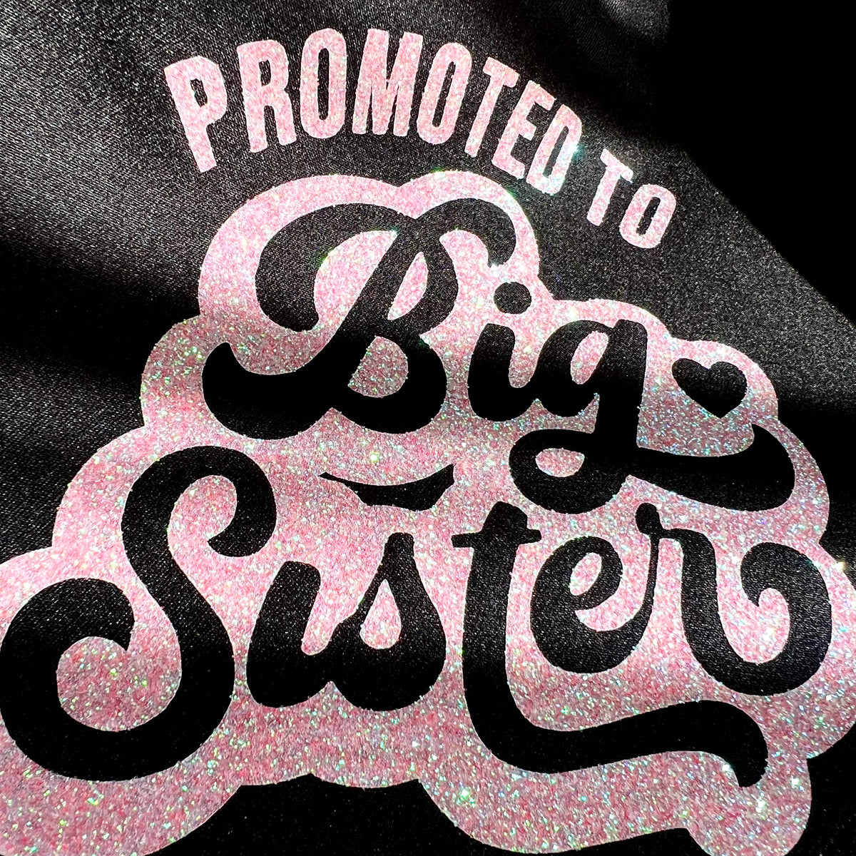 Promoted to Big Sister Dog Bandana – Black & Pink Glitter