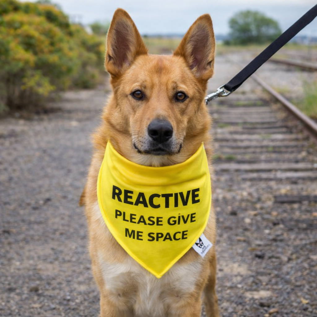 Warning Dog Bandana, Reactive Give Me Space, Nervous, Anxious Dogs