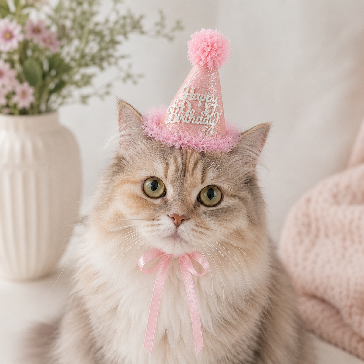 Pink Glitter Dog Birthday Hat