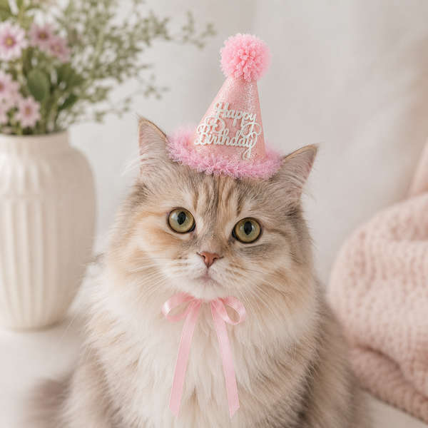 Pink Glitter Dog Birthday Hat