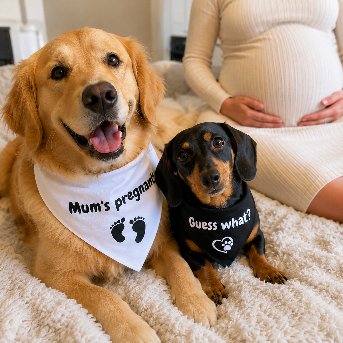 Matching Baby Announcement Dog Bandana Set – 2 Dogs
