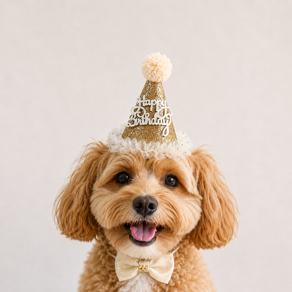 Gold Glitter Dog Birthday Hat