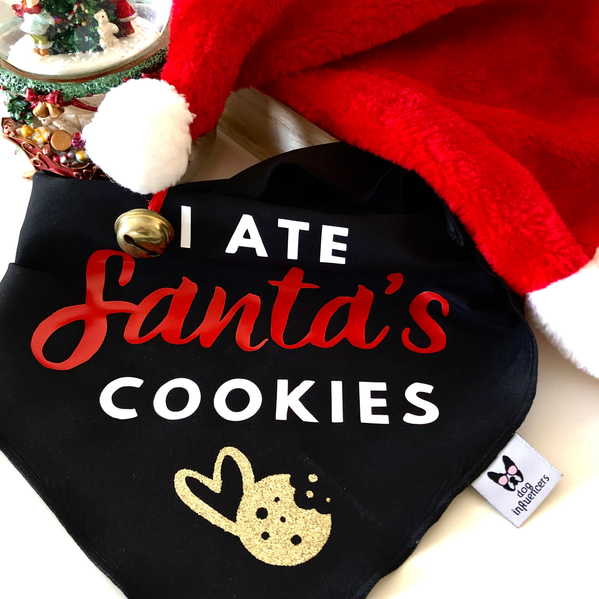Christmas Dog Bandana - I Ate Santa's Cookies - Black Bandana - All Sizes