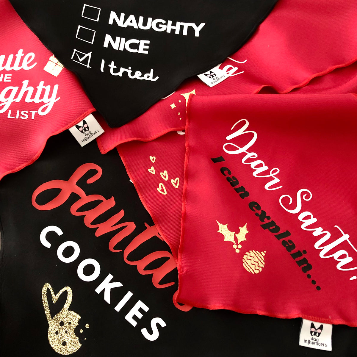 Christmas Dog Bandana - I Ate Santa's Cookies - Black Bandana - All Sizes