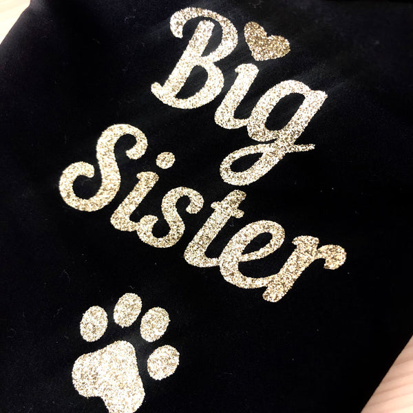 Matching Baby Onesie and Dog Bandana Pregnancy Announcement -  And then they were 4 - Big Sister