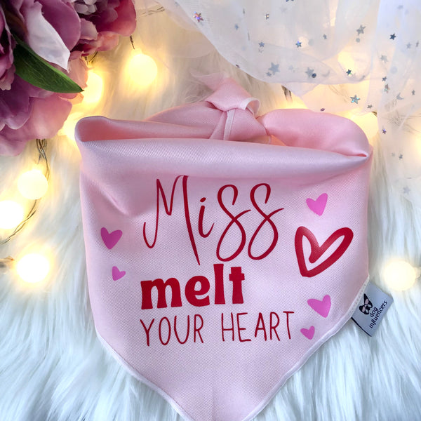 Valentine Dog Bandana, Miss Melt Your Heart, Dog Gift, Cute Bandana for Female Pet