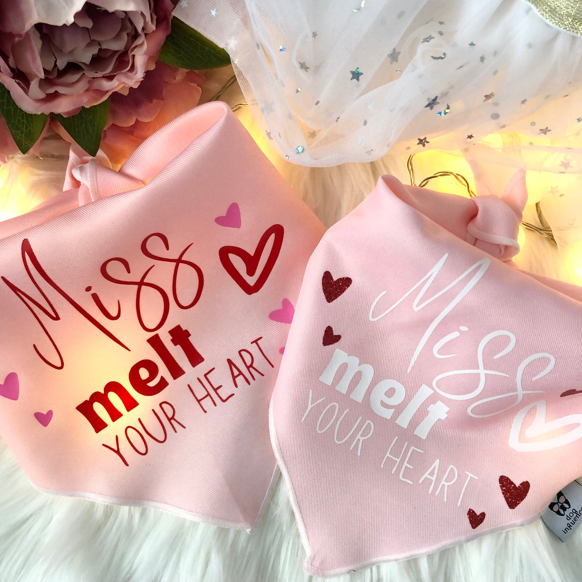 Valentine Dog Bandana, Miss Melt Your Heart, Dog Gift, Cute Bandana for Female Pet