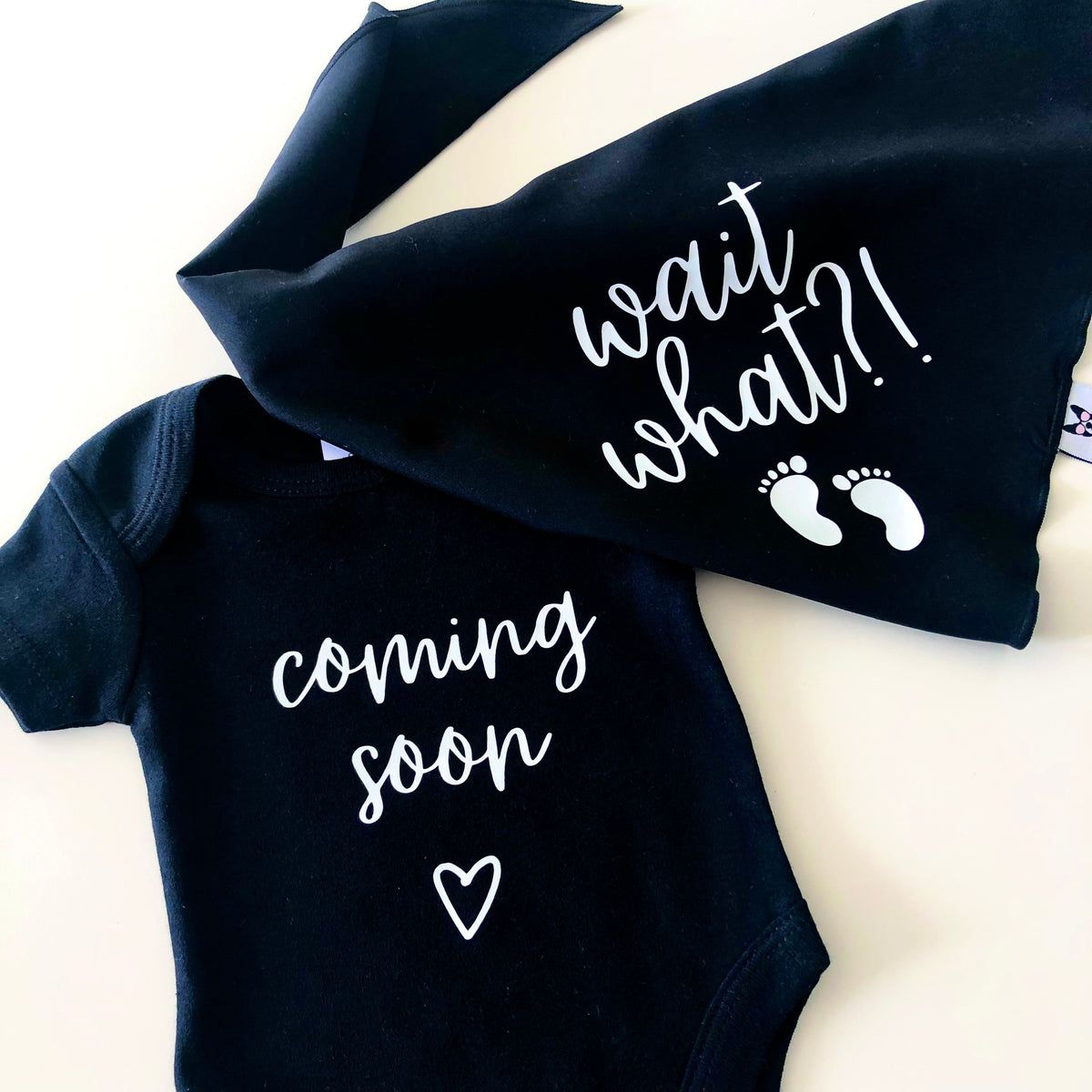 Matching Baby Onesie and Dog Bandana Pregnancy Announcement - Coming Soon