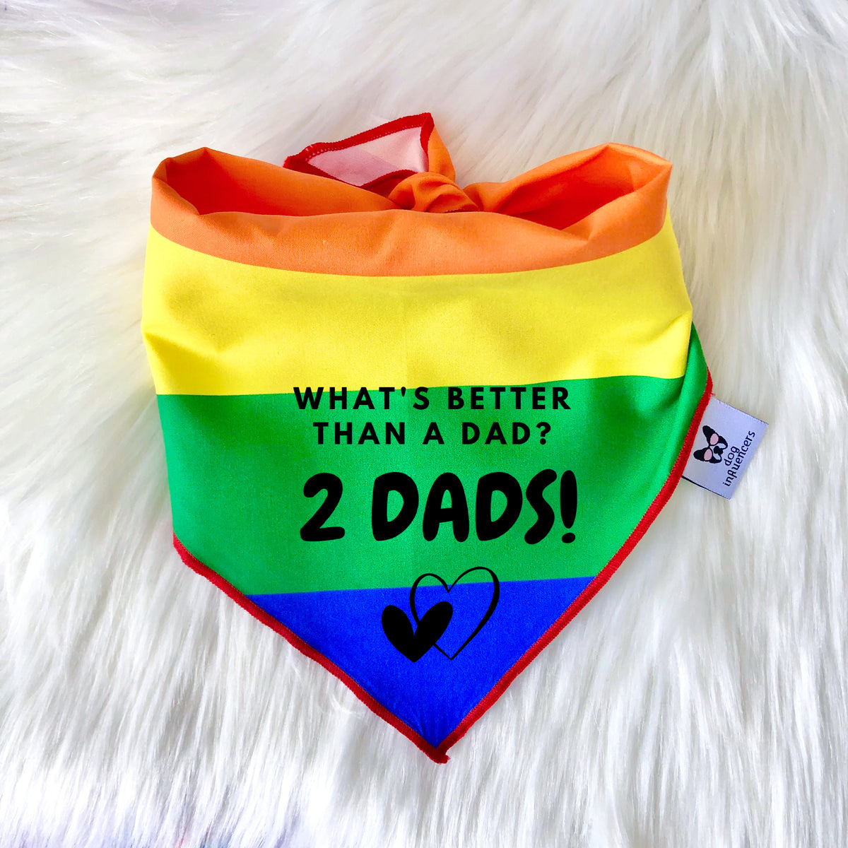 LGBTQ Pride Dog Bandana - Rainbow Stripes - What's better than a dad, 2 dads!