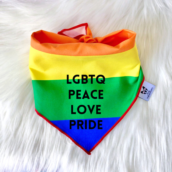 LGBTQ Pride Dog Bandana - LGBTQ, Peace, Love, Pride