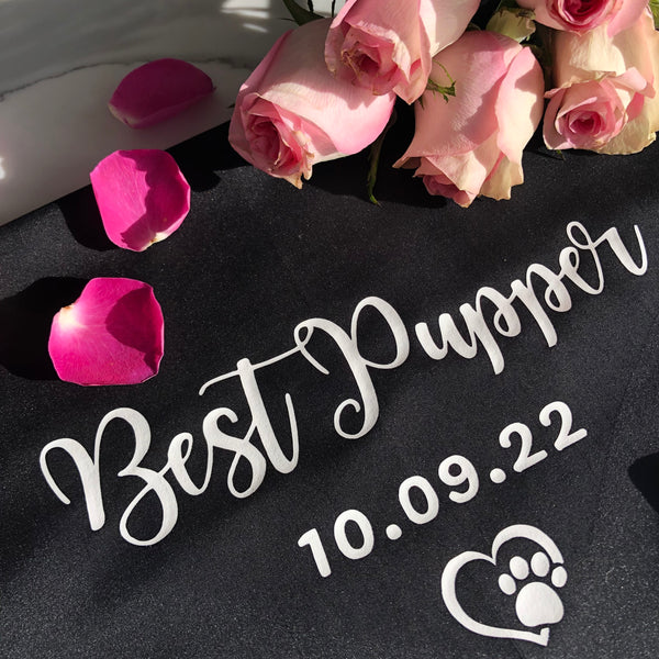 Personalised Wedding Dog Bandana - Best Pupper - Customisable Date - Black