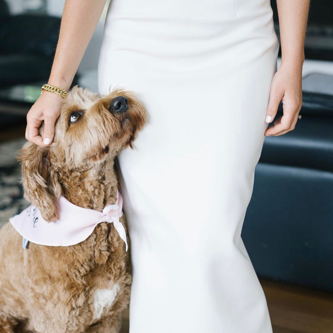 Personalised Wedding Dog Bandana - Flower Pooch - Customisable Date - Pink