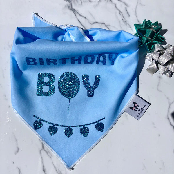 Birthday Dog Bandana, "Birthday Boy", Birthday Party Male Dog Bandana, Blue