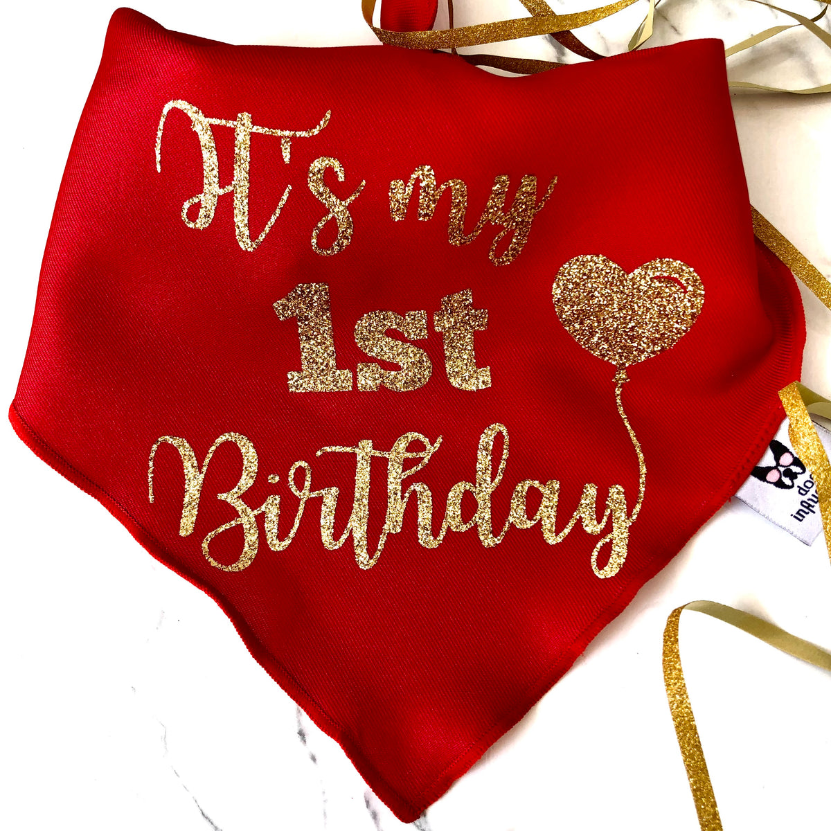 Birthday Dog Bandana, "My First Birthday", Personalised Dog Bandana, Birthday Party Dog Bandana, Custom age