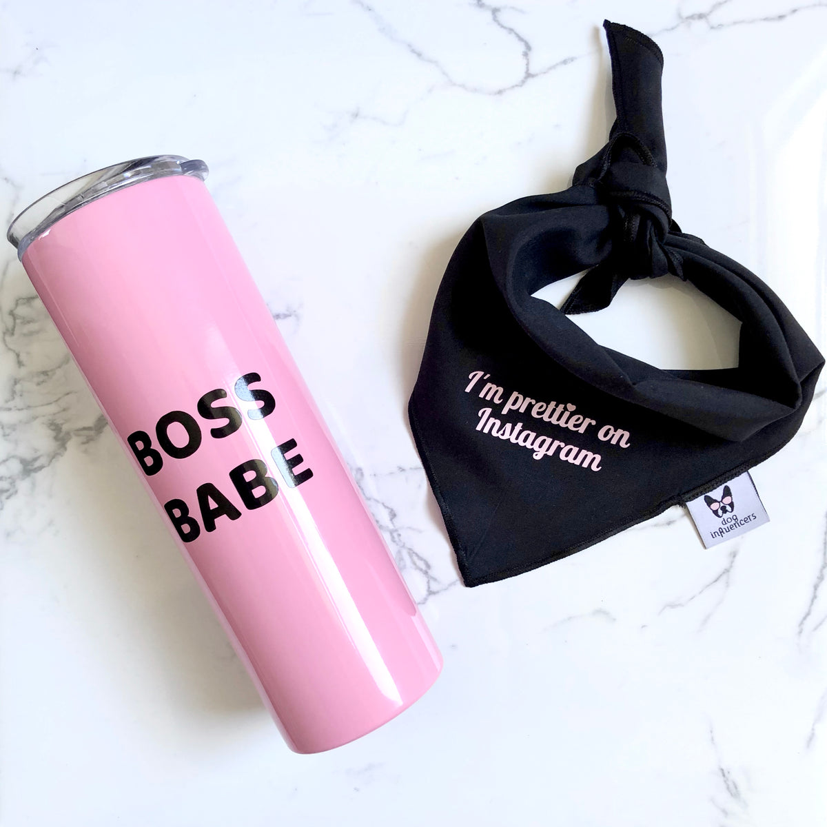 "Boss Babe" Pink Stainless Steel Skinny Tumbler - Dog Influencers