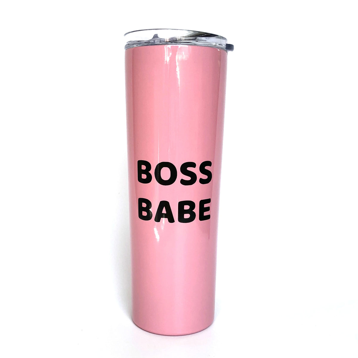 "Boss Babe" Pink Stainless Steel Skinny Tumbler - Dog Influencers