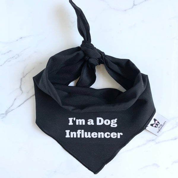 "I'm a Dog Influencer" Black Dog Bandana - Dog Influencers