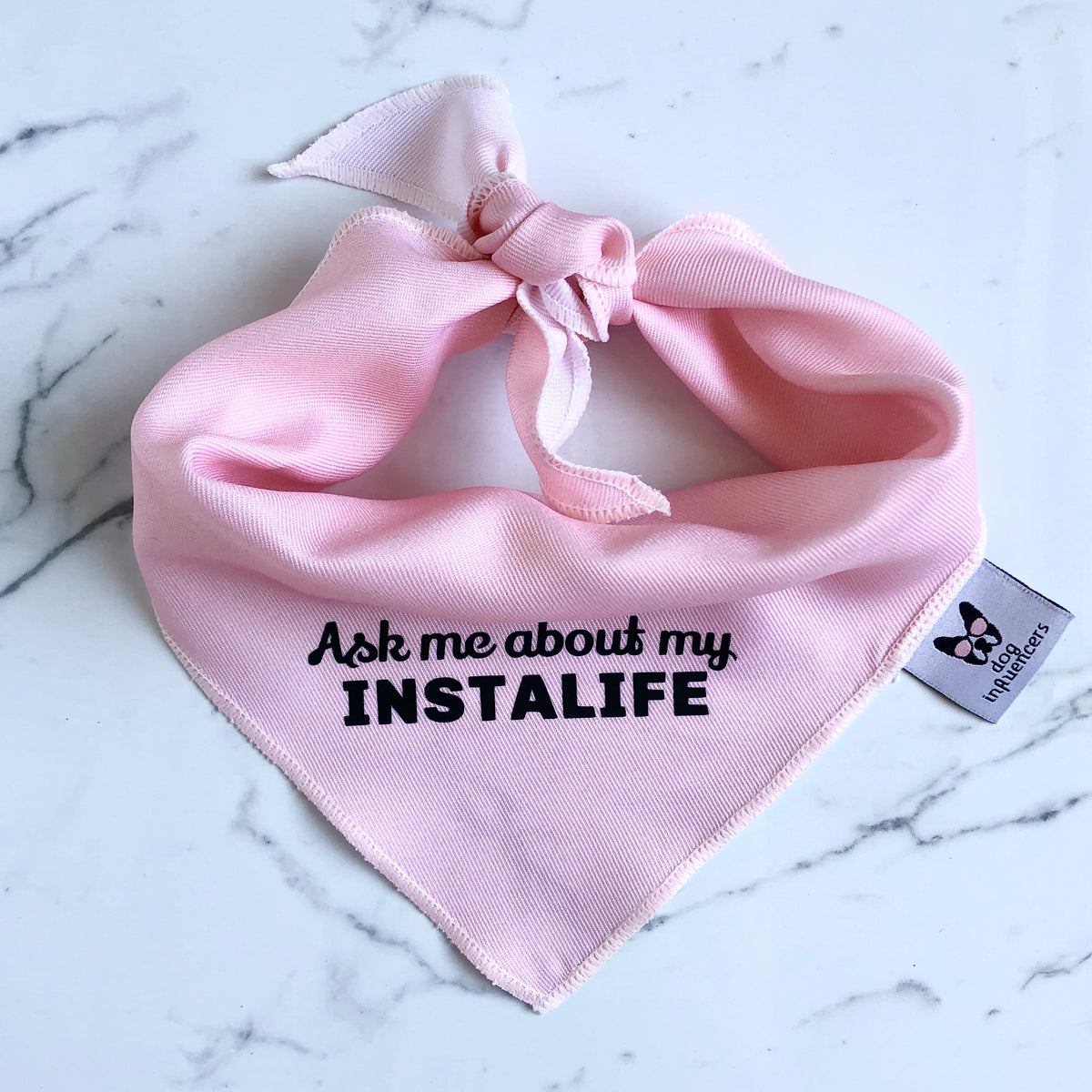 "Ask me about my Instalife" Pink Dog Bandana - Dog Influencers