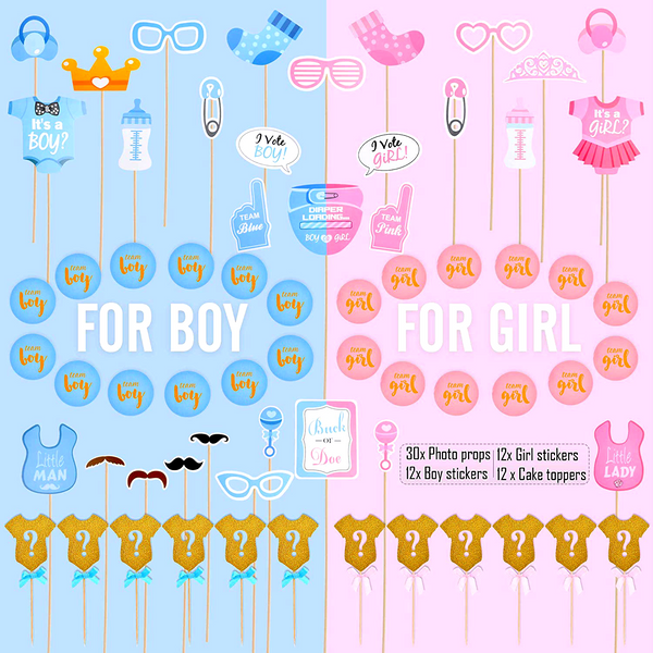 Gender Reveal Decorations Party Kit -120 pieces for 24 Guests