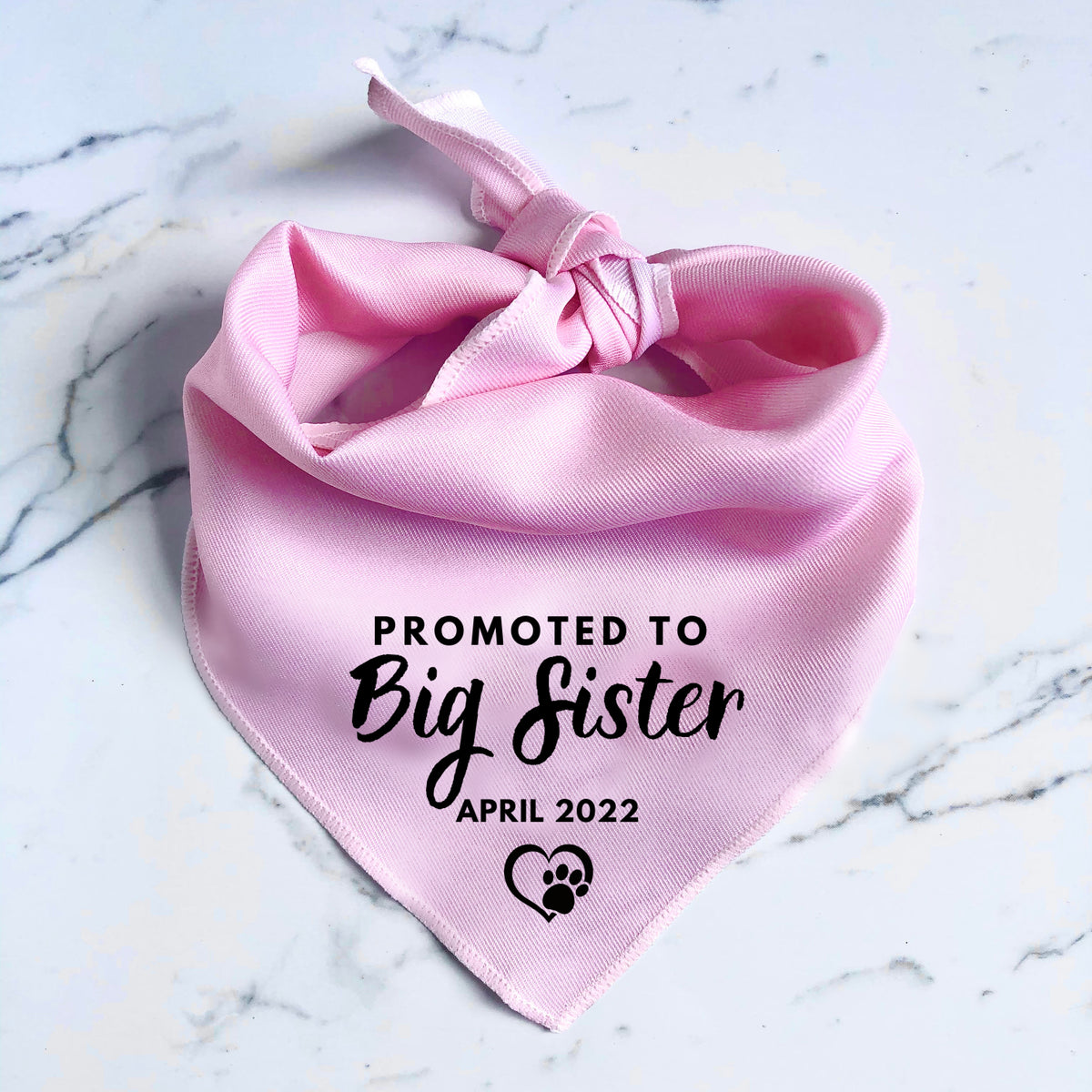 Pregnancy Announcement Dog Bandana - Customisable Due Date - Big Sister