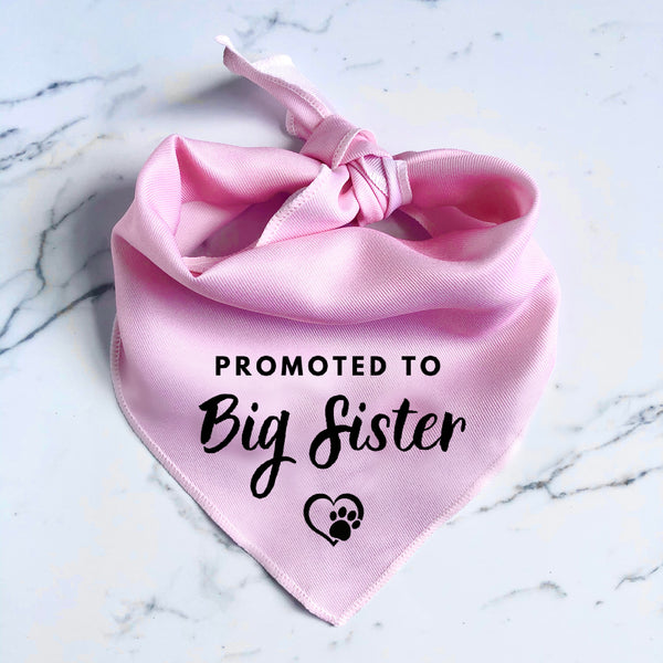 Custom Due Date Big Sister Dog Bandana
