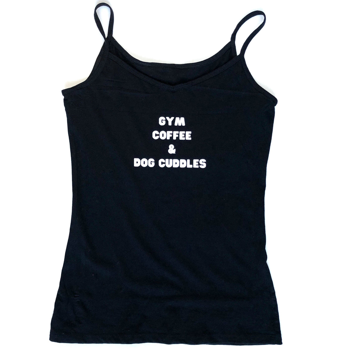 "Gym, Coffee & Dog Cuddles" Black Cami - Dog Influencers