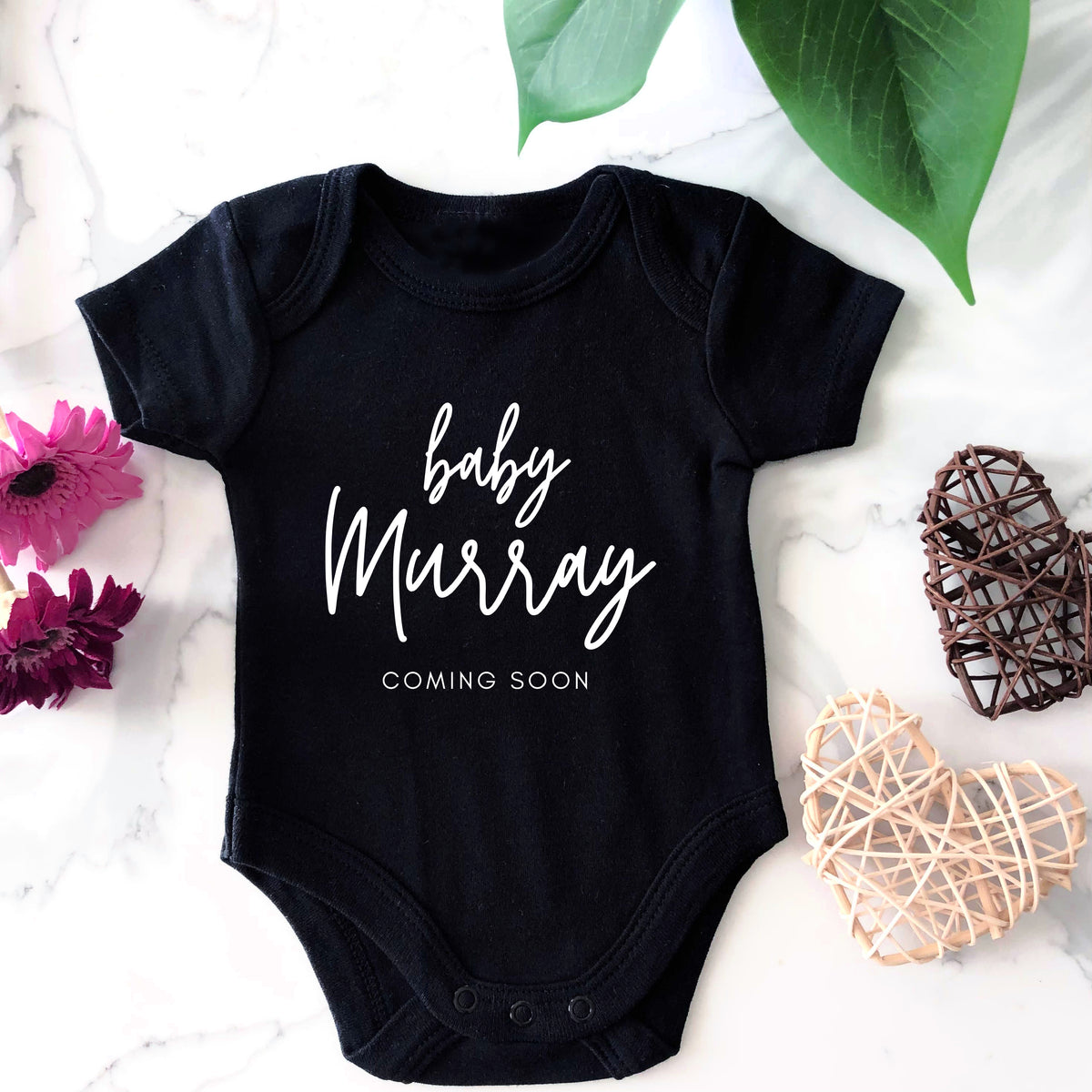 Pregnancy Announcement Baby Onesie - Custom Name and Due Date