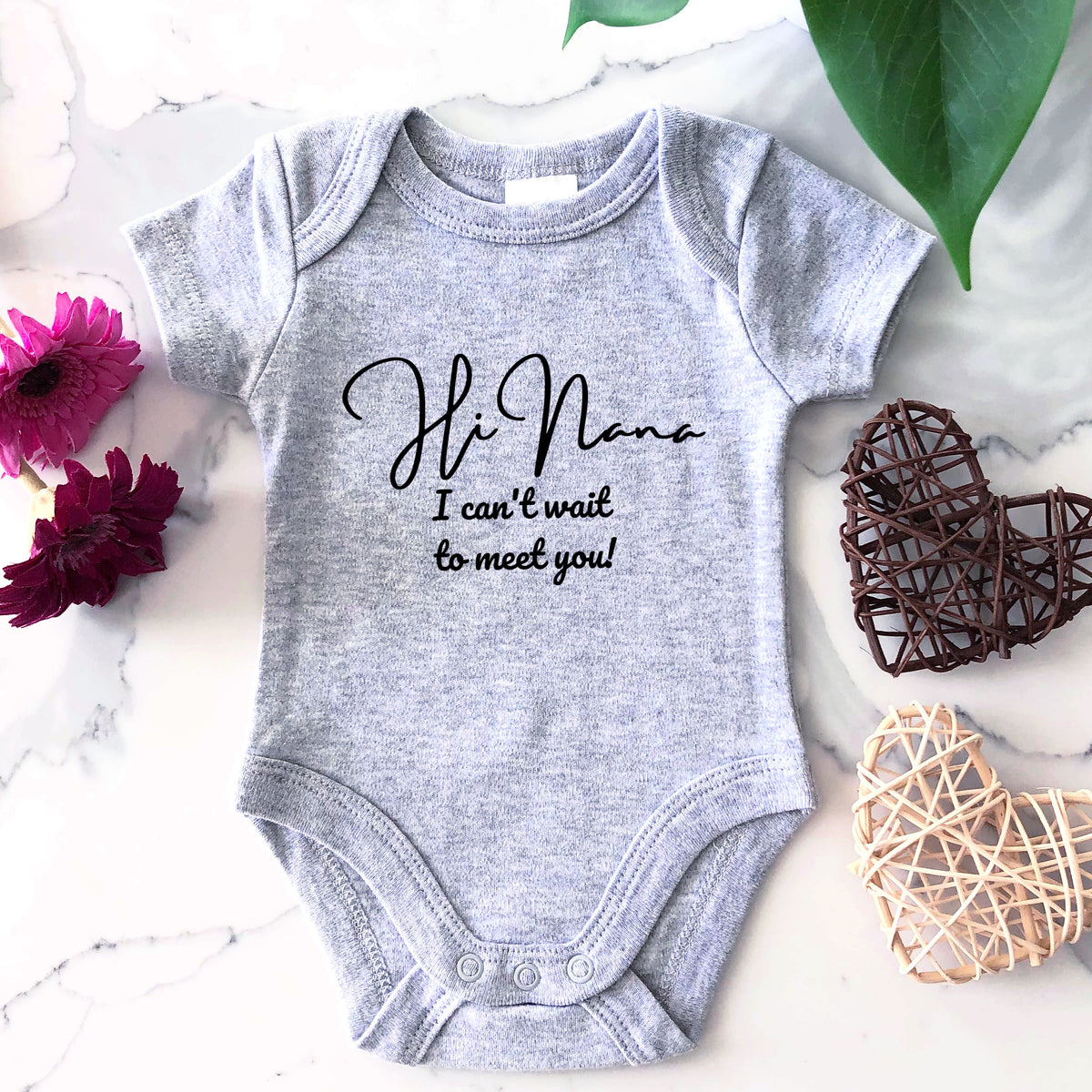 Pregnancy Announcement Onesie- Hi Nana, Can't wait to meet you