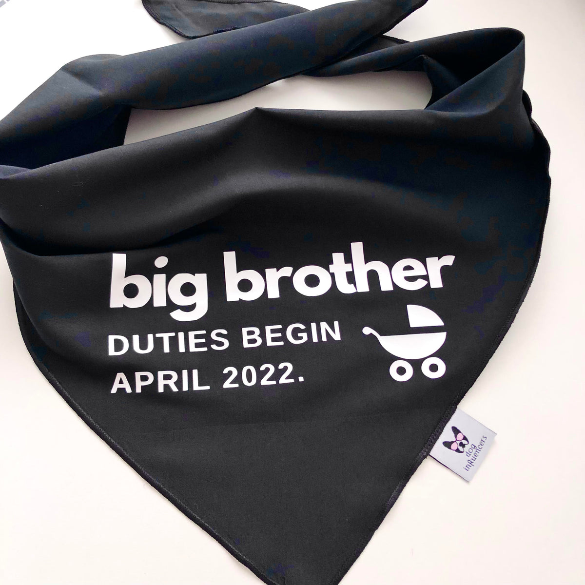 Pregnancy Announcement Dog Bandana - Customisable Due Date - Big Brother
